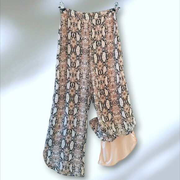 Sage The Label Wide Leg Palazzo Pants Sexy Python Print Womens Medium LA474485 - Picture 4 of 10